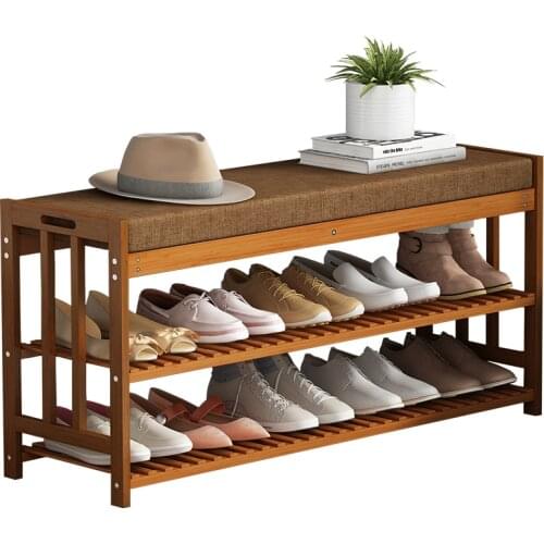 Bamboo Shoe Rack Bench Storage Organizer Bamboo Furniture Door Hallway Large Shoe Rack Home Entryway Shelf Stand Storage Stool