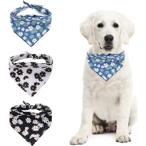 Dog Bandanas Pet Cat Scarf Pet Bandana Washable Flower Printed Bow Ties Collar Cat Dogs Scarf Pets Accessories