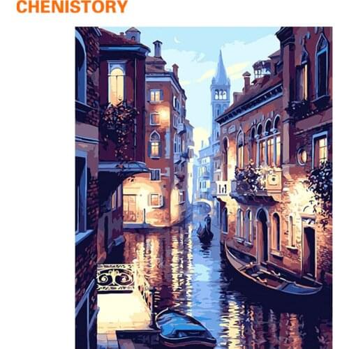 Frameless Venice Night Landscape DIY Digital Oil Painting By Numbers Europe Abstract Canvas Painting For Living Room Wall Art