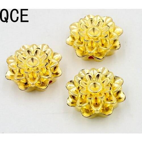 Free Shipping 12mm/20mm Double Hole Color Gold Round Pearl Imitation Plastic Pearl Rose Flower Beads ForDIY Women Jewelry