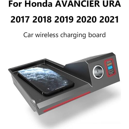For Honda AVANCIER URV 2017-2021 Wireless Charging Cigarette Lighter Installation Car Accessories 15W Mobile Phone Fast Charging