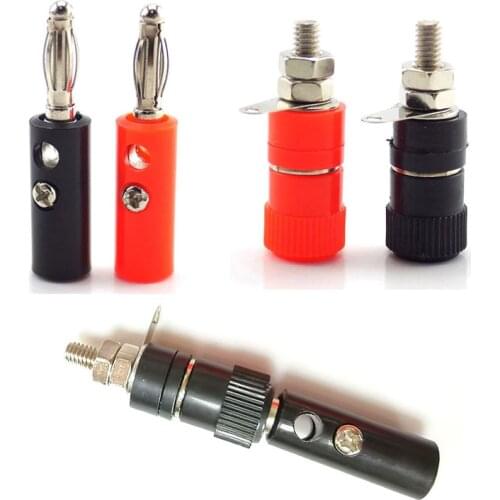 DIY 4mm Banana Plugs Speaker Screw Connectors Solderless binding Post audio SpeakerTerminal Black Red Connector