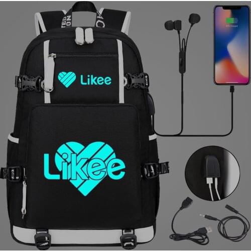 Hot Likee Night Lumious Backpack Likee Teenager Boy Girl Women School Bag Laptop Bag Waterproof Multifunction USB Charging Bags