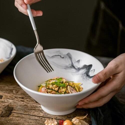 Japanese-style ceramic noodle bowl, single hat bowl, soup bowl, creative commercial beef noodle bowl, large rice bowl, salad bow