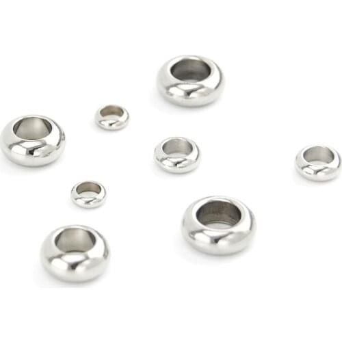 100% Stainless Steel Round Flat Spacer Beads For Jewelry Making 6/11/12mm Bigger Inner Hole oblate Beads Wholesale 100pcs