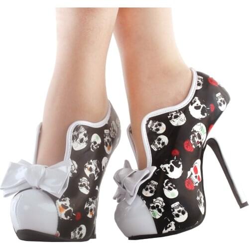 LF30427AB Vintage Sexy 60s Bow Hidden Platform High Heels Party Ankle Boots