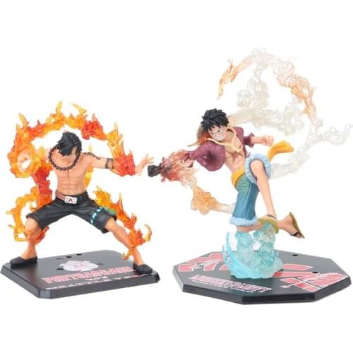 12CM Anime One Piece Figure Battle Edition Luffy Fire Fist Ace Doll On Top Of War Action Figure Doll Car Cake Decoration Toy