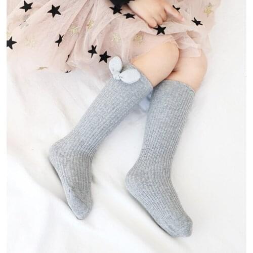 New Kids Girls Socks Toddlers Children Girls Big Bow knot Knee High Long Soft Cotton Velvet Baby Socks