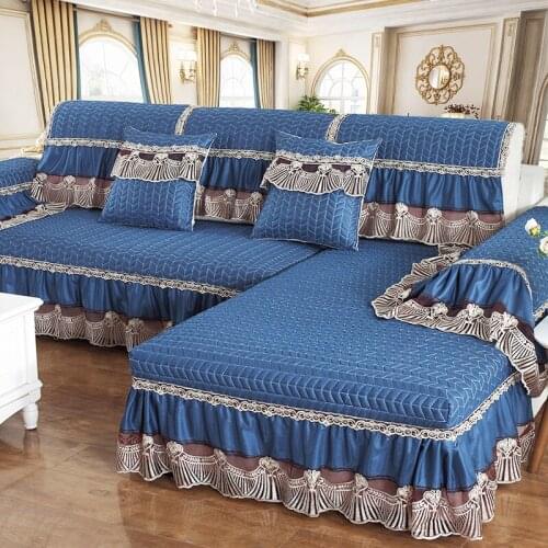 Solid Color Skirt Sofa Cover Four Season Lace Sofa Cape for Living Room Sofa Towel Bay Window Mat Custom