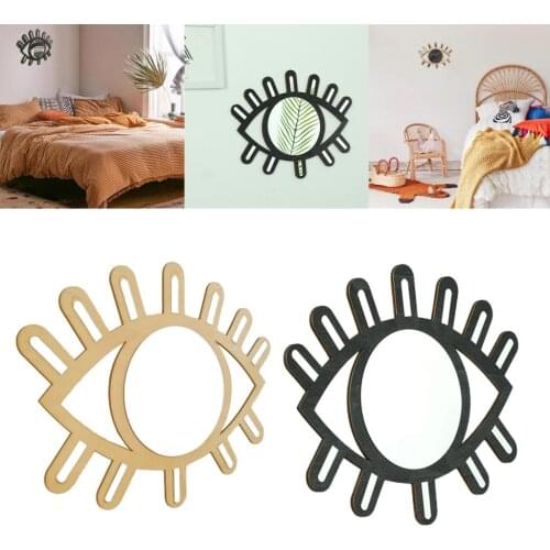 DIY Hanging Wall Mirror Decorative Wall Mirror Eye Shaped Wooden Frame Acrylic
