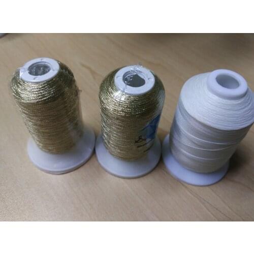 Popular Simthread Gold color metallic embroidery thread And White Glow in the dark Embroidery Thread set