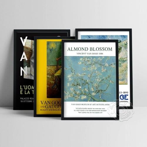 Vincent Van Gogh Exhibition Poster, Blossoming Almond Tree Oil Painting, GauguinS Chair Wall Picture, Gogh Still Life Wall Art