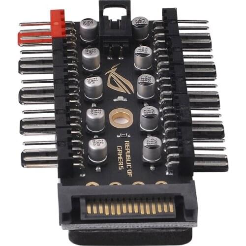 PWM Fan Hub 1 to 10 Sata Molex Cooler Cooling 4Pin Fan Splitter Cable 12V Fan Speed Controller Adapter with LED For Miner Mining