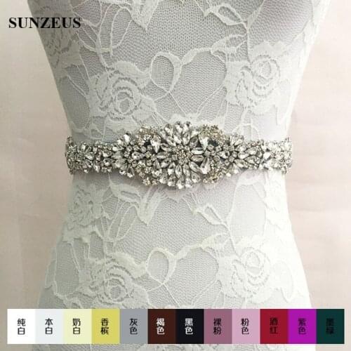 Handmade Bridal Wedding Belts Crystal Sparkly Bride Wedding Accessory Evening Party Dress Ribbon Belts Colorful Bruids Riem S123