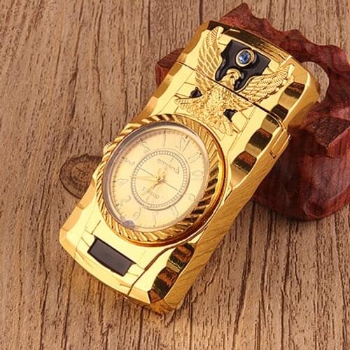 Luxurious Gold Watch Jet Lighter Torch Turbo Gas Lighter Windproof Cigar Cigarette Metal Lighter 1300 C Inflated Gasoline Butane