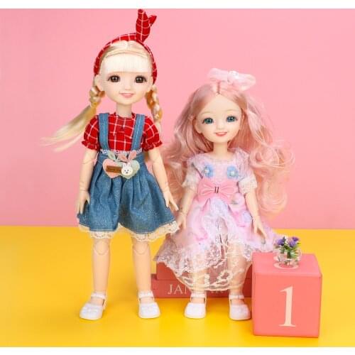 12 Inches Blue Eyes Bjd Full Set Doll Male 1/6 With Pop Clothes And Wig Moveable Joints Nude Body Smile Face Dolls Toys For Girl