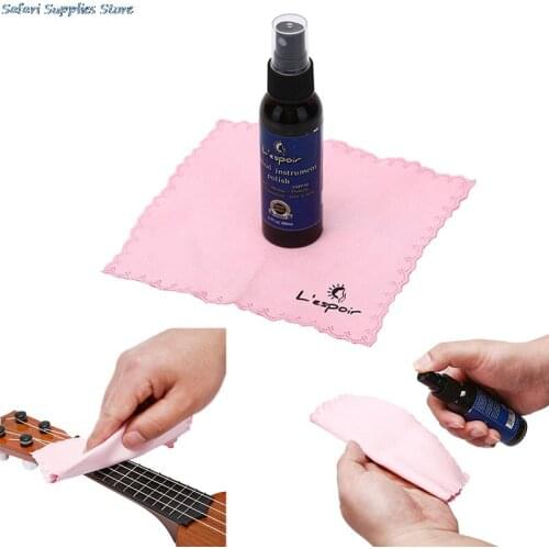 60ML Electric Guitar Bass Stringed Instrument String Cleaner Polish Treated Cleaning Spray Cloth Set Guitar Accessories