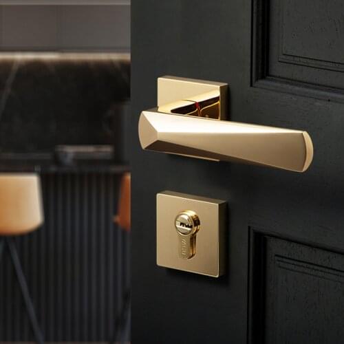 Light Luxury Household Zinc Alloy Safety Silent Door Locks Bedroom Golden Door Handle Split Lock Furniture Hardware Accessories