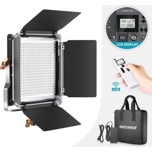 Neewer Advanced 2.4G 480 LED Video Light, Dimmable Bi-Color LED Panel + LCD Screen and 2.4G Wireless Remote for Portrait Product