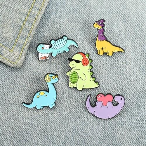 Creative Color Dinosaur Series Badge Fashion Cartoon Cute Music Dinosaur Love Dinosaur Brooch Personalized Clothing Accessories