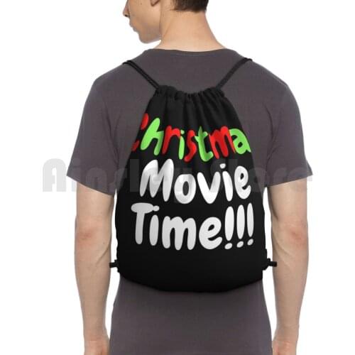 I Just Wanna Watch Christmas Movies ( White ) Lazy Backpack Drawstring Bags Gym Bag Waterproof I Just Want To Watch