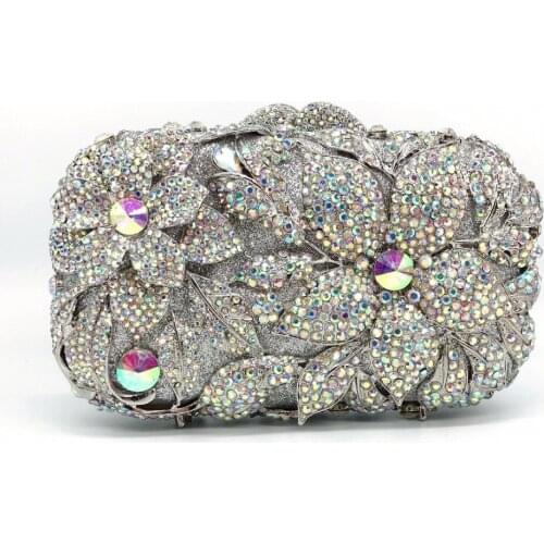 Female crystal evening messenger bags Luxury diamond Clutch bags silver color party bags women wedding pochette bride handbags