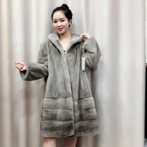 2019 New Winter Womens Mink Whole Fur Coat Luxury Nature Real Mink Fur Overcoats