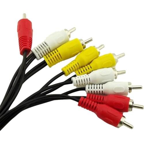10pcs Composite 3RCA Male to 6RCA Male Plug Audio Video Male to Male Extension Connector Cable Cord 1FT/30CM