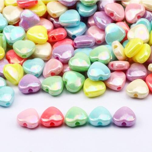 10x11MM Acrylic Charm Beads Heart Mix Colourful Loose Spacers Beads Wholesale For Jewelry Making DIY Handmade Accessories