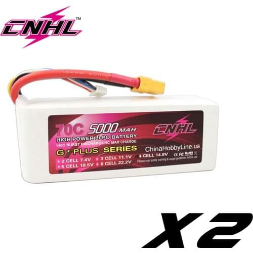 2UNITS CNHL G+PLUS 5000mAh 14.8V 4S 70C Lipo Battery for Airplane Helicopter Jet Edf Speedrun With XT90 Plug