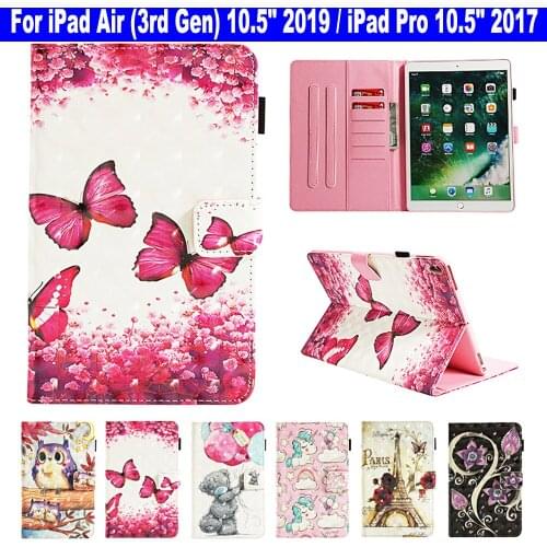 3D Stand Wallet Card Slot Case For Apple iPad Air 3rd Gen 10.5" 2019 iPad Pro 10.5" 2017 Cover Funda Shell Auto Wake Up/Sleep