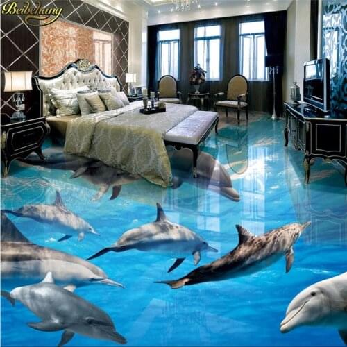 Beibehang Custom Photo Floor Painting Wallpaper Earth Sticky God Submarine World Dolphin 3D 3D Bathroom Living Room Floor Painti