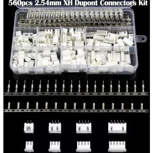 560Pcs 2.54mm Dupont Connector Set Jumper Wire Cable Pin Header Pin Housing and Male / Female Pin Head Terminal Adapter Plug