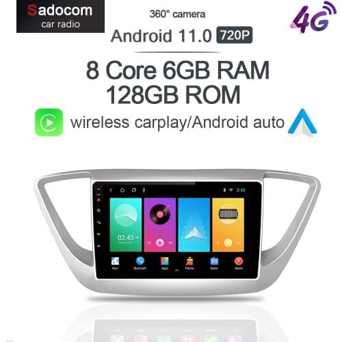 IPS 6GB+128GB Wireless Carplay DSP Android 10.0 Car DVD Player GPS WIFI Bluetooth RDS Radio For Hyundai Verna Solaris 2017 2018