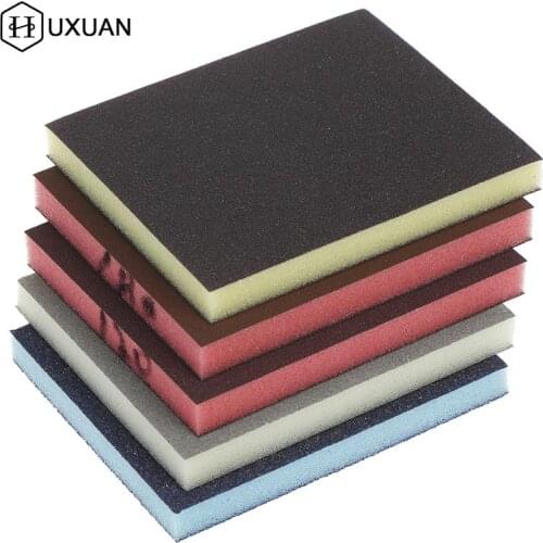 2pcs 120-1000grit Polishing Sanding Sponge Block Pad Sandpaper Assorted Abrasive Tool Random Color 120*100*12mm