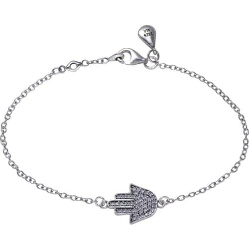 Ajax 100% 925 Sterling Silver Jewelry Palm Shape Charm Bracelet For Women Gift