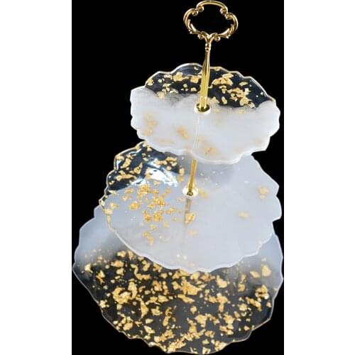 DIY Shining Resin Big Geode Cup Cushion Mold Three Layer Tray Coaster Mould Fruit Tea Plate Mold Resin Jewelry Mold