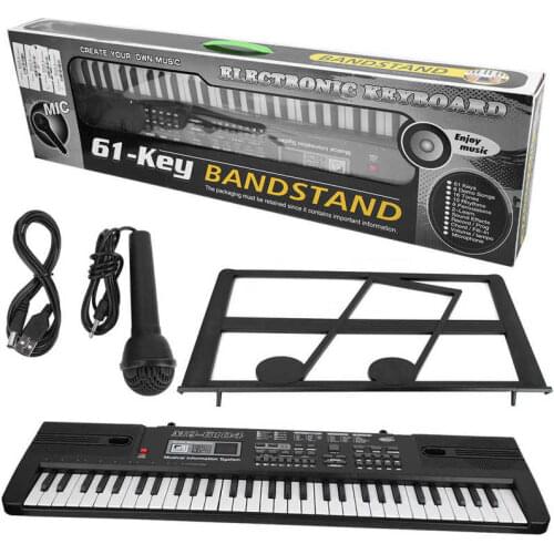 61-Key Digital Music Electronic Organ 16 Timbre 8 Sound Effect 10 Rhythm 6 Demo Beat Adjustable Electronic Organ with Microphone