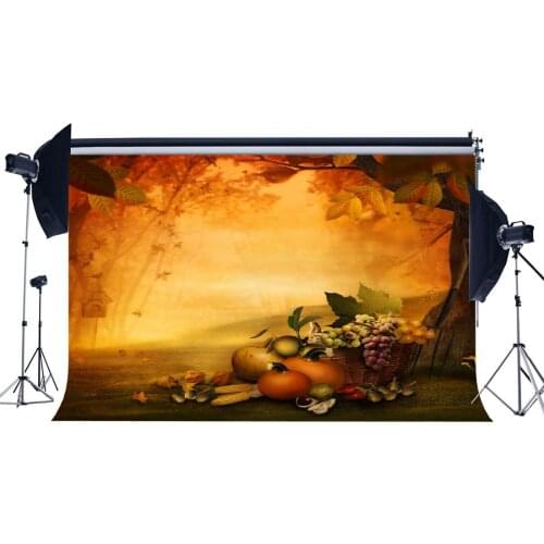 Autumn Harvest Backdrop Jungle Forest Backdrops Pumpkin Fruits Meadow Halloween Photography Background
