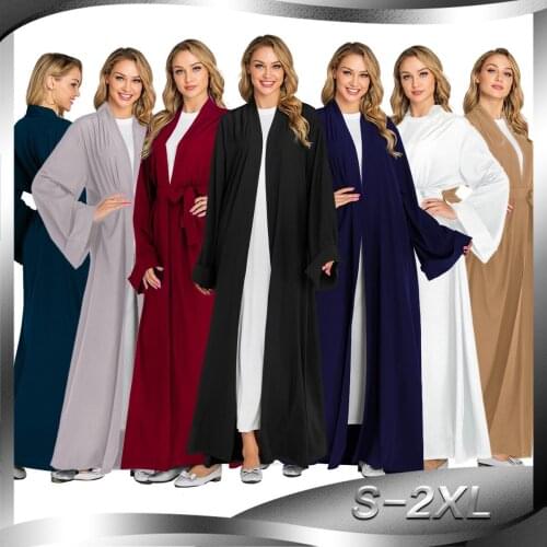 Dubai Robe Burst Clean Cardigan Open Abaya 2021 Kimono Islamic Clothing Muslim Women Dresses Islamic Wedding Gift Solid Color XL