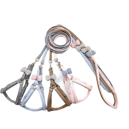 Plaid Cats Leash Dog Pet Puppy Cat Adjustable Bowknot Harness Belt With Lead Leash Colorful Puppy Kitten Dog Accessories