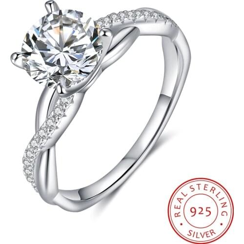 925 Sterling Silver Classic Style Round Cut Moissanite Ring Wedding Engagement Romantic Fashion Jewelry Accessories