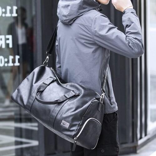 Weysfor Leather Travel Luggage Shoulder Bag Big Sports Gym Bag Men Training Tas for Shoes Lady Fitness Yoga Black Sport Handbags