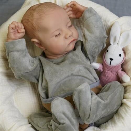 RSG Bebe Reborn Dolls 18 Inches 46cm Sleeping Levi Lifelike Newborn Baby Vinyl Silicon Doll Christmas Gifts for Children