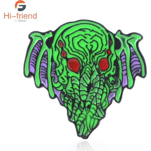 Mythology Figure Cthulhu Brooch Literature Book Metal Enamel Brooch Pin for Women Men Backpack Hat Lapel Accessories Jewelry