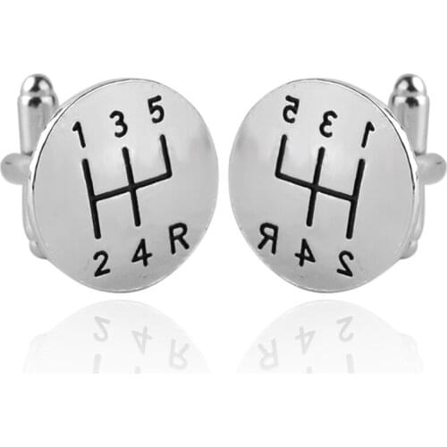 Fashion Creative Personality silver color Round Cufflinks Classic Mens Shirt Casual Cuff Links Button For Car Enthusiast Gift