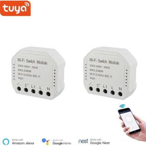 DIY Smart Wifi Switch Module Tuya App Control 16A 90V-240V Support an External Switch Compatible with Alexa and Google home
