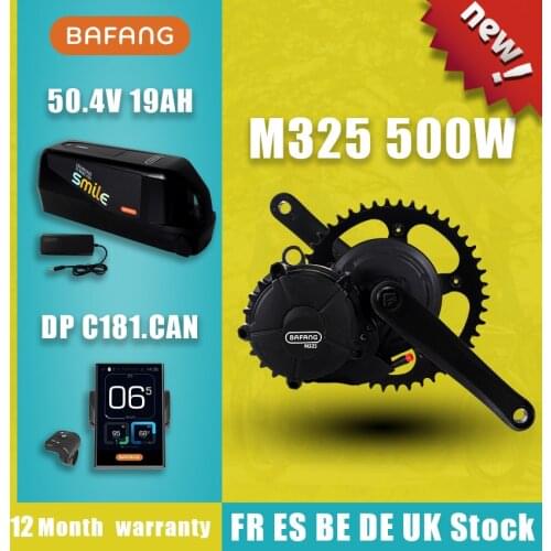 BAFANG Motor M325 50.4V 500W Mid Drive Motor Electric Bike Conversion Kits MM G341.500.C Engine with 19AH Samsung 21700 Cells