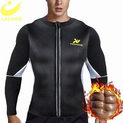 LAZAWG Men Sauna Sweat Suits Shirt Gym Waist Trainer Tank Top Slimming Body Suits Shaper Loss Fat Burner Compression Shirt