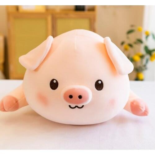 38/75cm Squishy Round Pig Stuffed Doll Lying Plush Piggy Toy Animal Soft Plushie Hand Warmer Pillow Kids Baby Comforting Gift